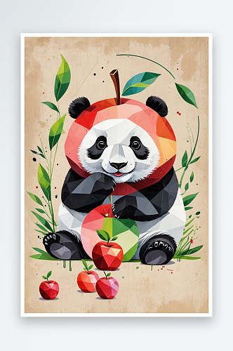 可爱熊猫与小苹果