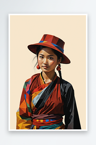 藏族少女元素图片