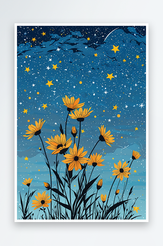 星空插画元素图片