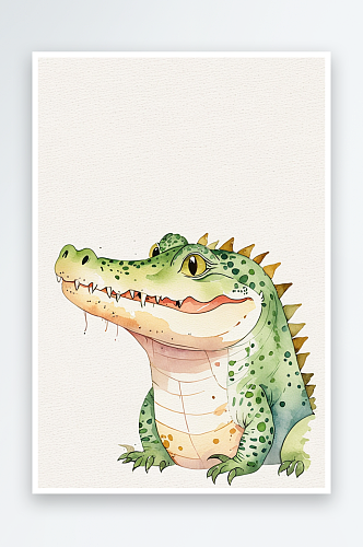水彩可爱小鳄鱼卡通绘本