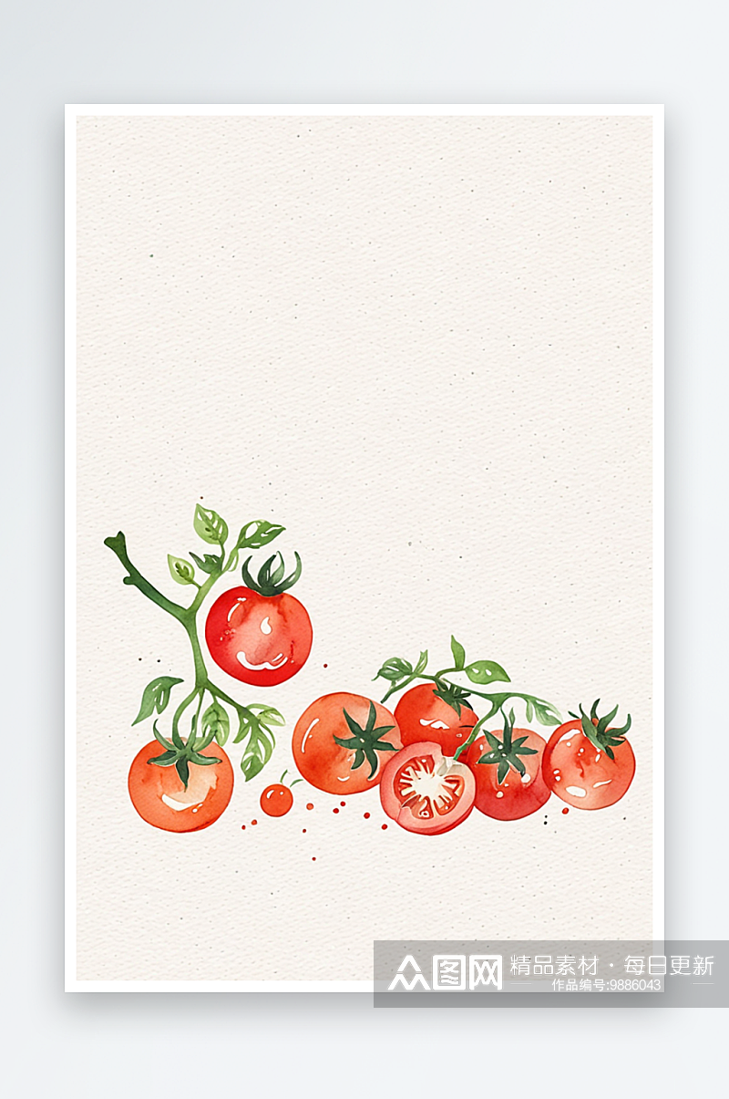 水彩卡通西红柿水果季节素材