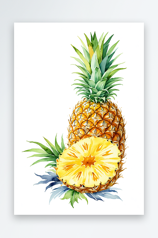 手绘水彩植物水果菠萝凤梨素材