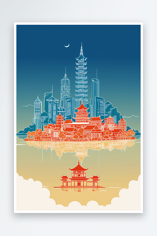 南京潮城市元素图片