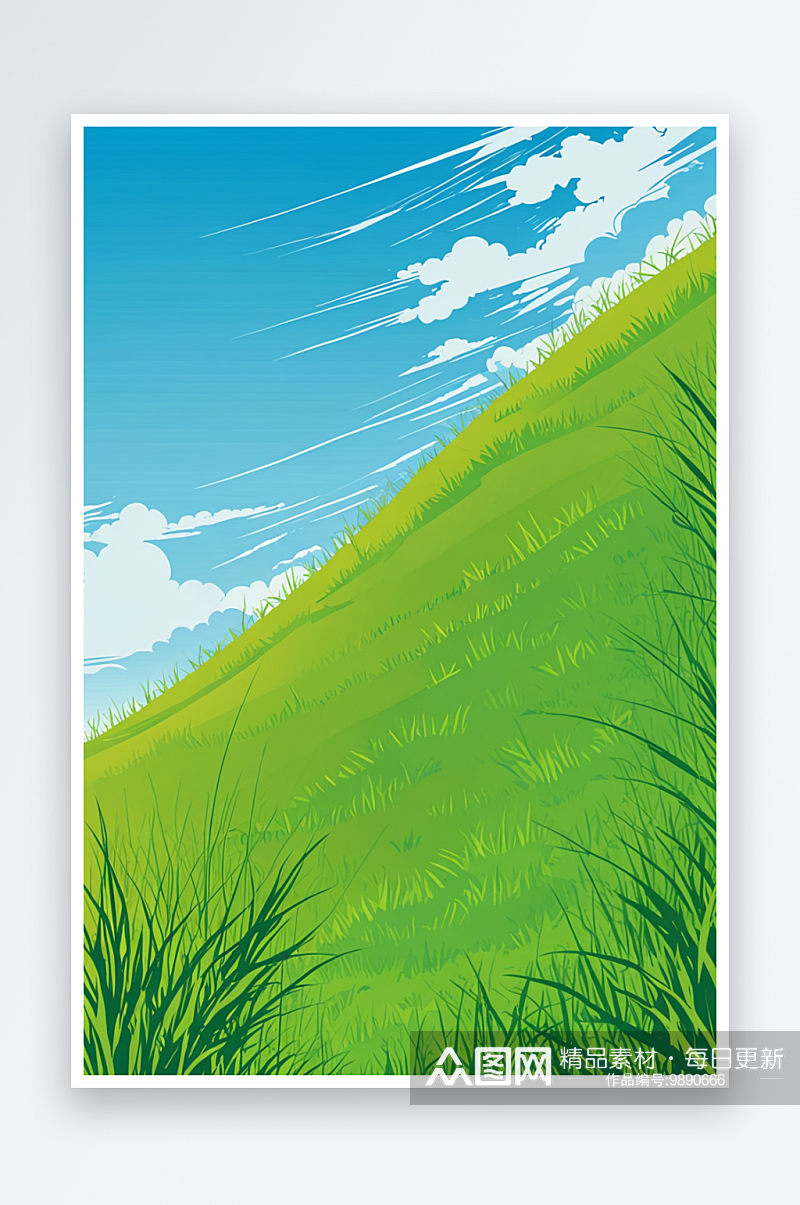 蓝色天空与绿色草地背景素材