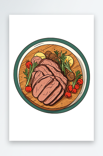烤牛肉插画元素图片