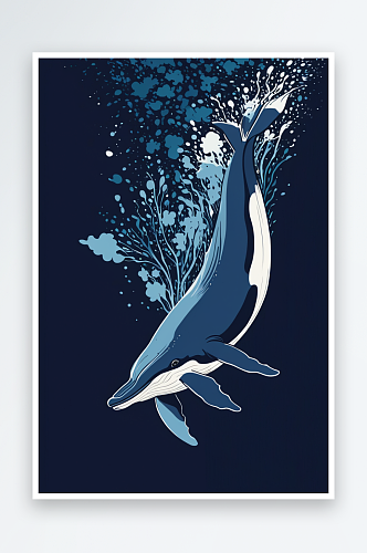 鲸落插画元素图片