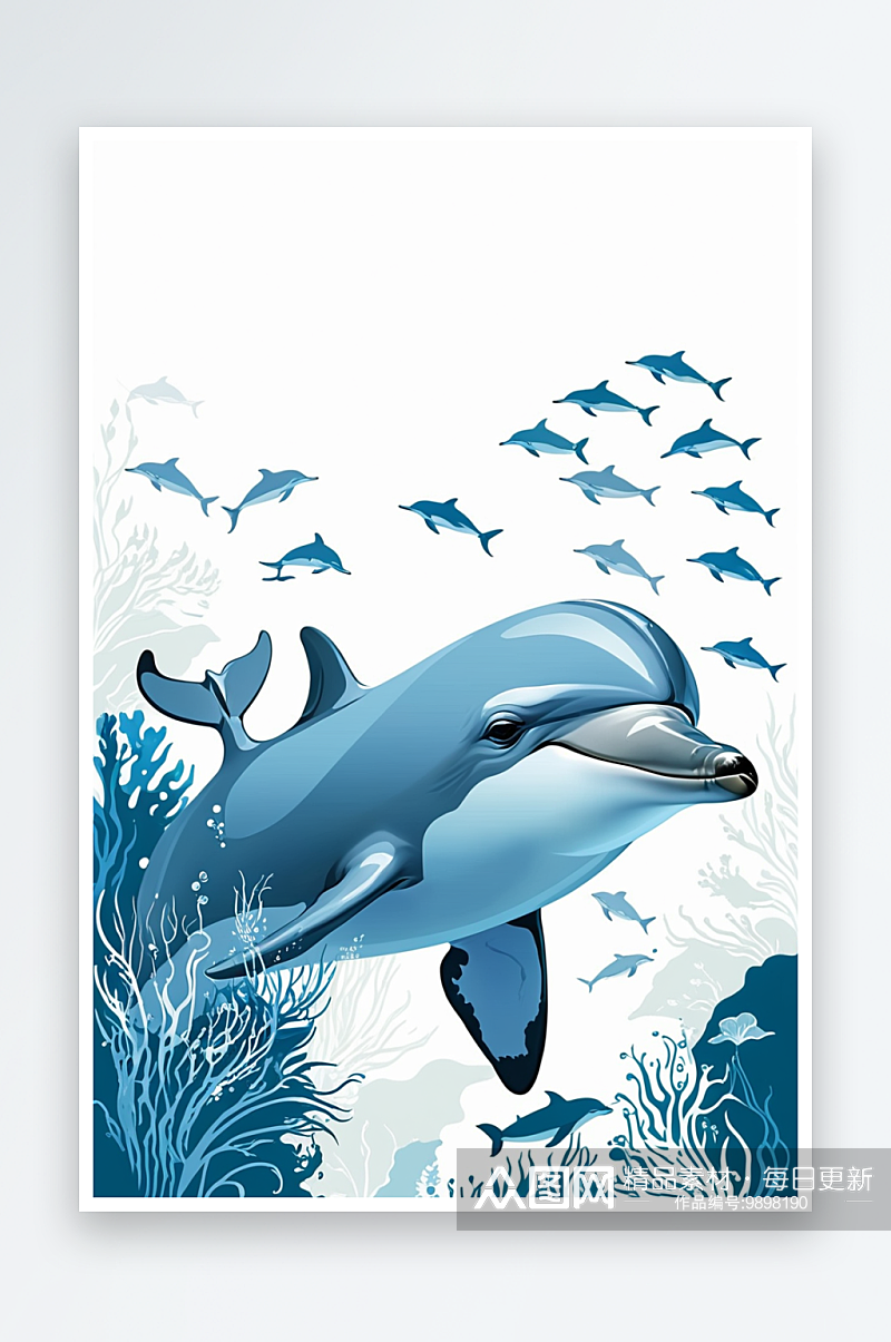 动物系列作品共幅海底海豚素材