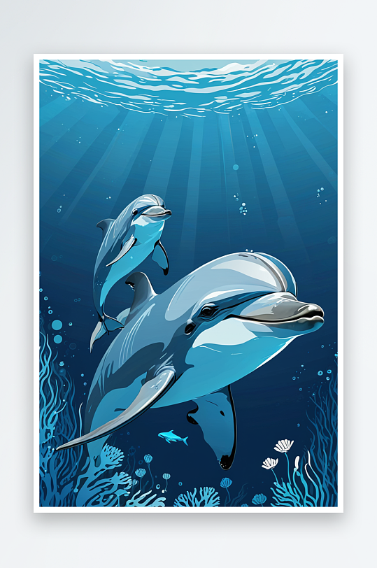 动物系列作品共幅海底的海豚