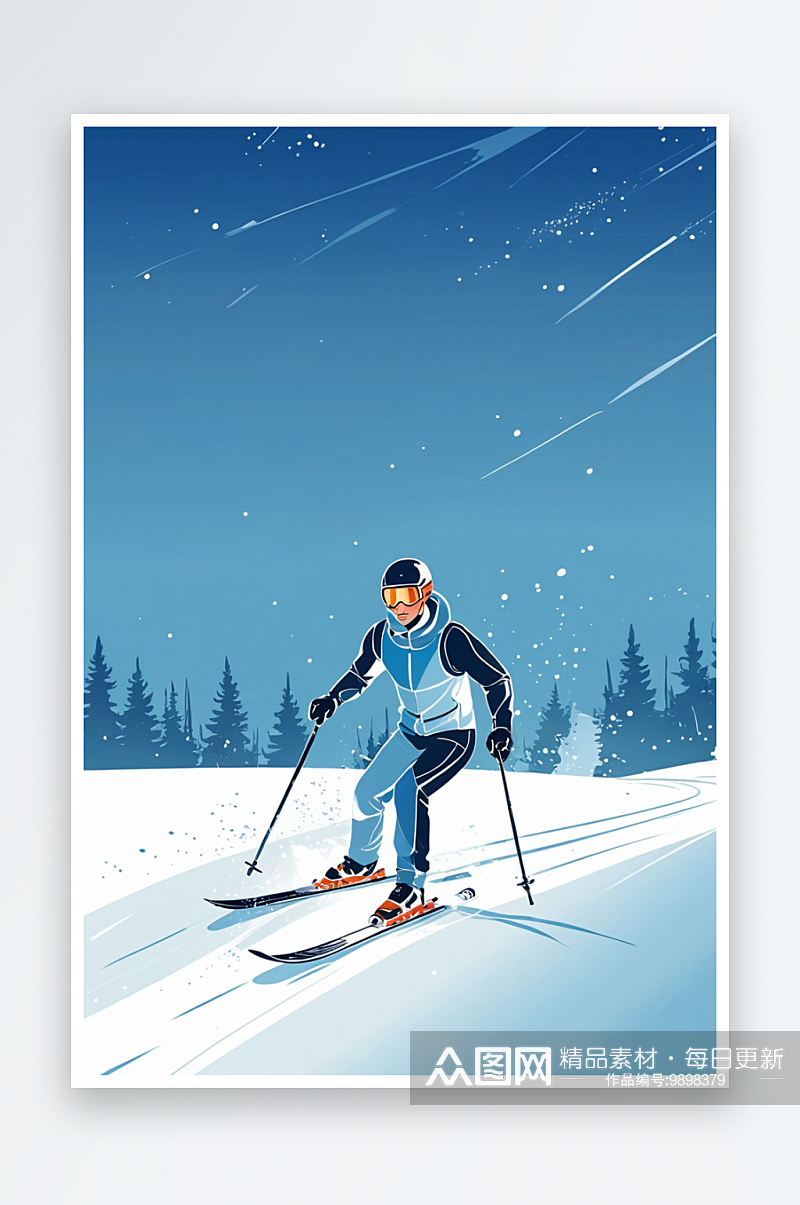 冬季雪地里滑雪的人冬季户外运动的男孩素材