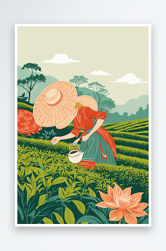 茶园里采茶的女人海报