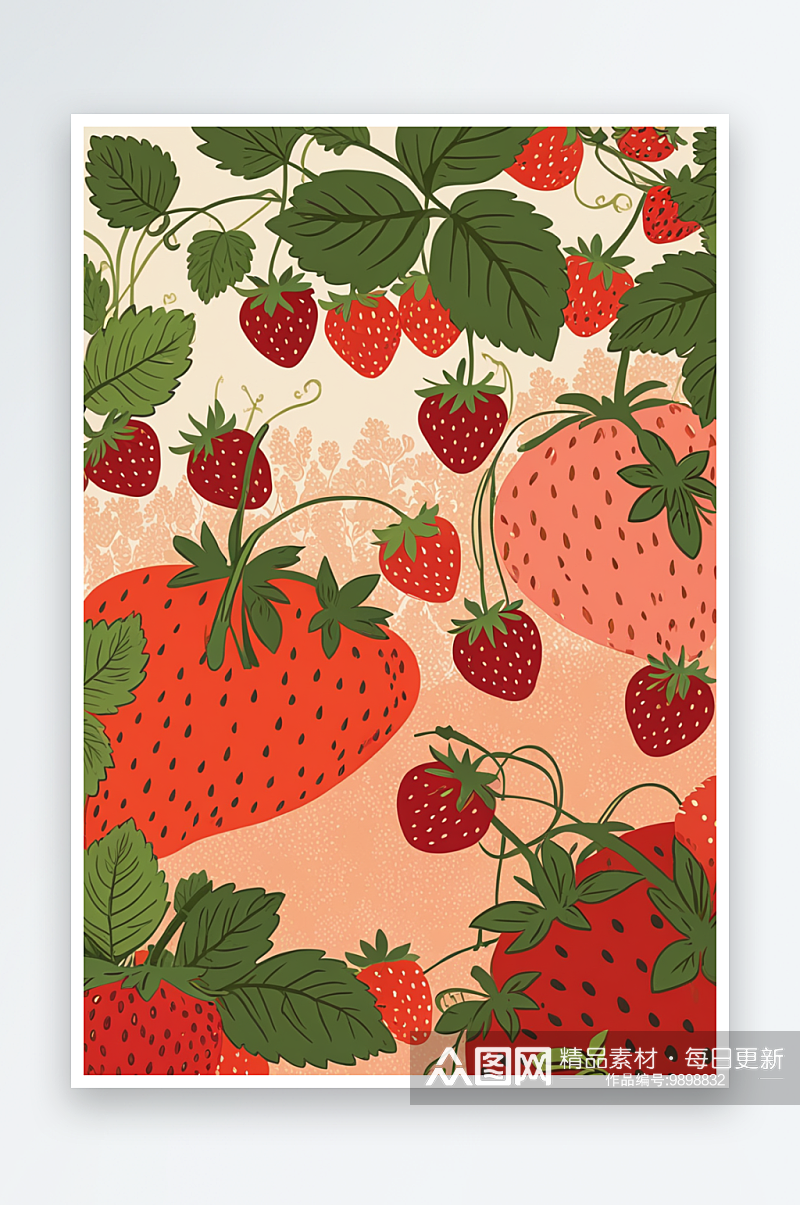 草莓园插画元素图片素材