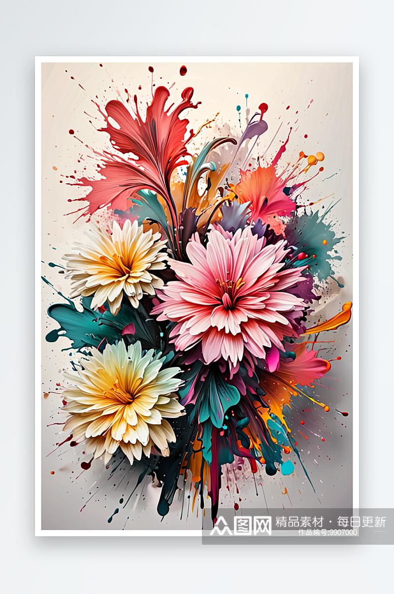 数码花卉印花图案海报背景素材