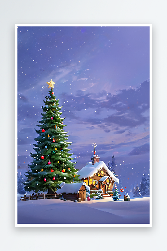 圣诞树与圣诞节装饰紫色宇宙虹膜背景