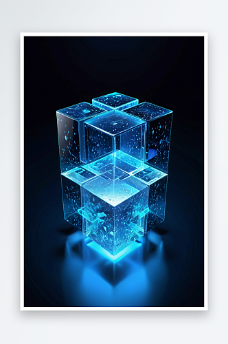 蓝色立方体发光创意抽象背景