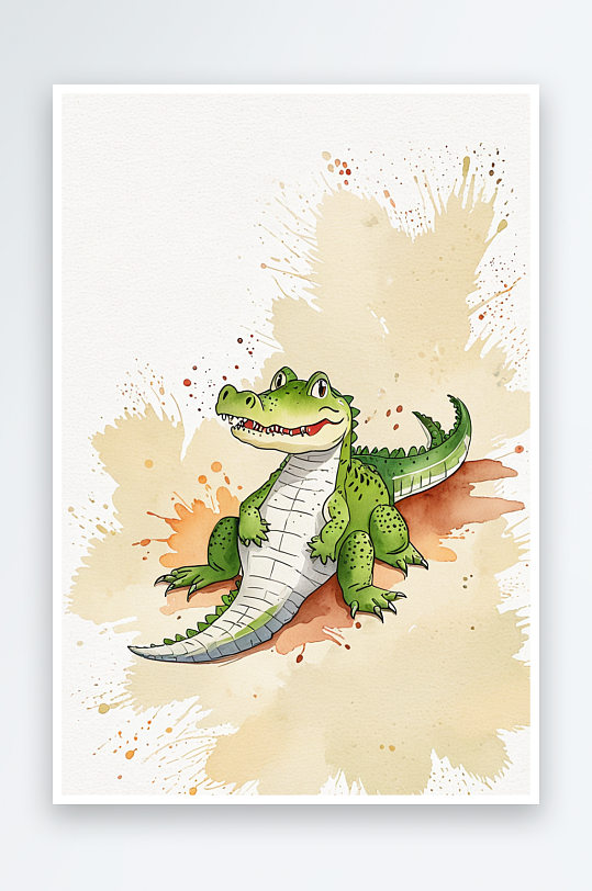 水彩可爱小鳄鱼卡通绘本
