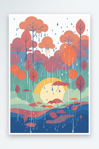 节气雨水插画图片