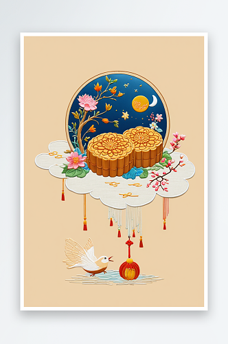 月中秋节创意月饼刺绣