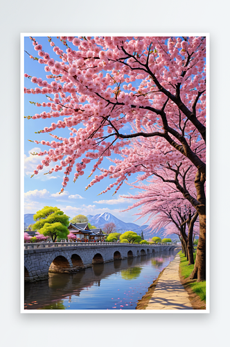 樱花季插画元素图片