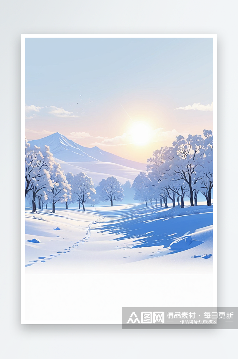 意境冬季节气风景竖版背景素材