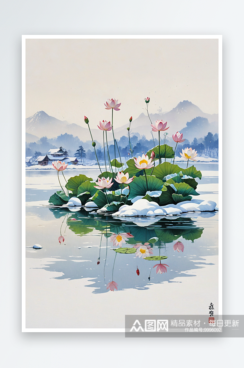 雪莲花插画元素图片素材