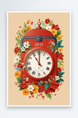 新年日历封面海报绘图