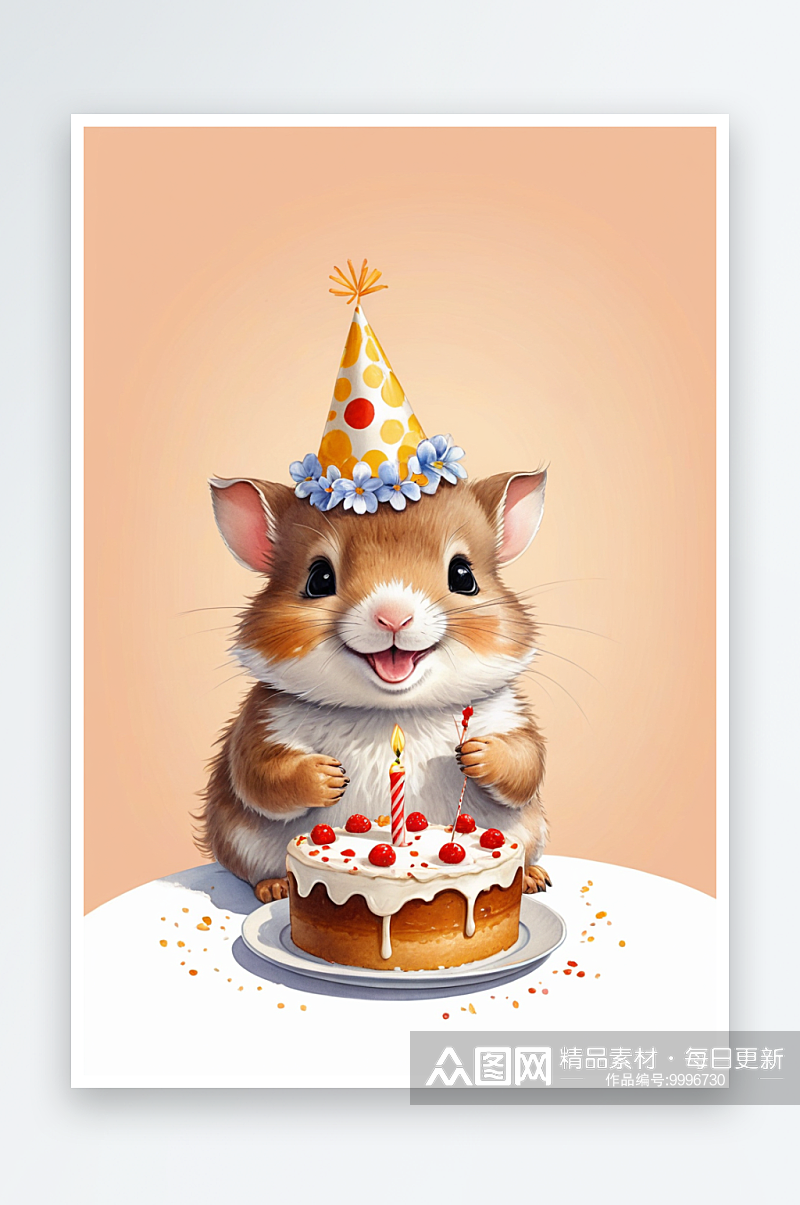 小动物庆祝生日吃蛋糕素材