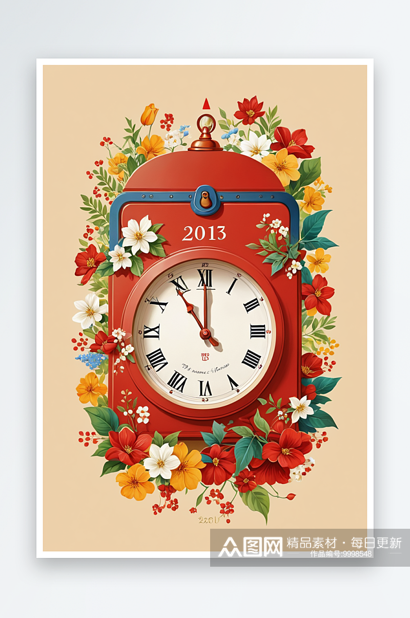 新年日历封面海报绘图素材
