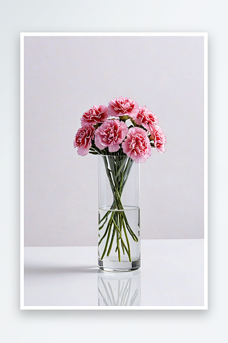 透明玻璃花瓶里花康乃馨