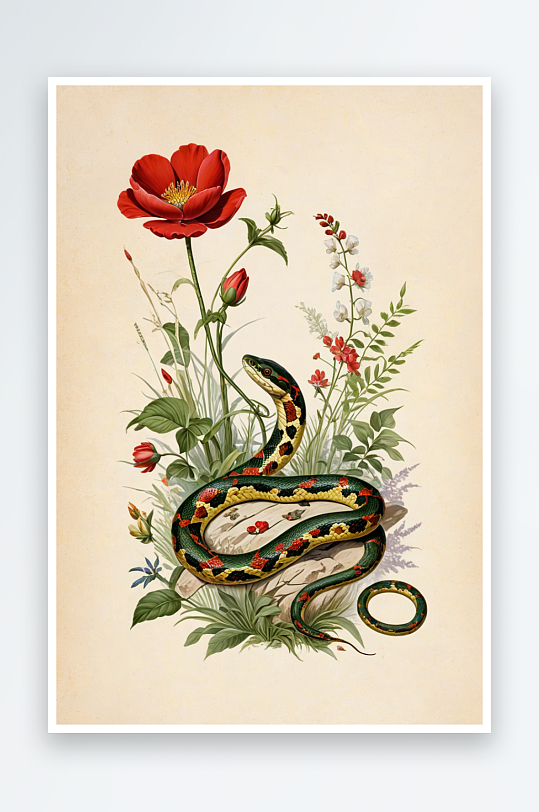 巳蛇插画元素图片