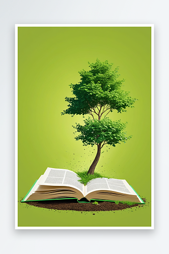 数字艺术植树节种树绿地保护简约书本背景
