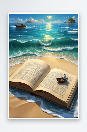 数字艺术沉浸在书本知识海洋里遨游的人