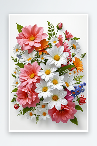 数字艺术白色背景下的花朵特写