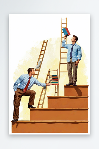 书籍创意知识未来商务男人远眺进步阶梯