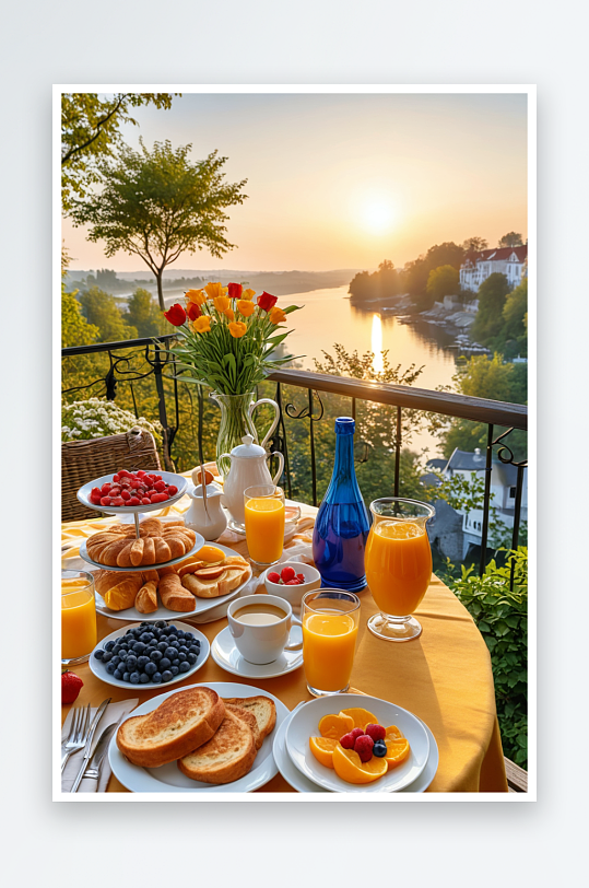清晨优雅吃早餐图片