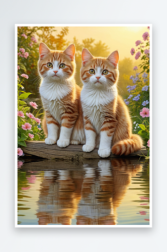 可爱的两只猫猫图片