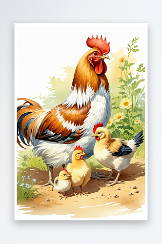 绘本母鸡小鸡系列公鸡和小鸡