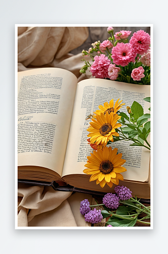花与书插画元素图片