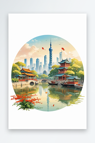 广州插画元素图片