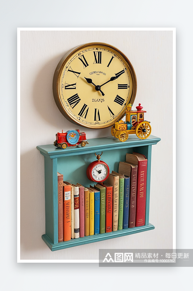 复古玩具钟与罗马数字复古玩具和五颜六色的素材