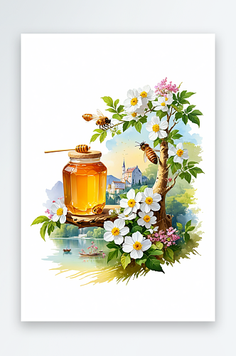 蜂蜜插画元素图片