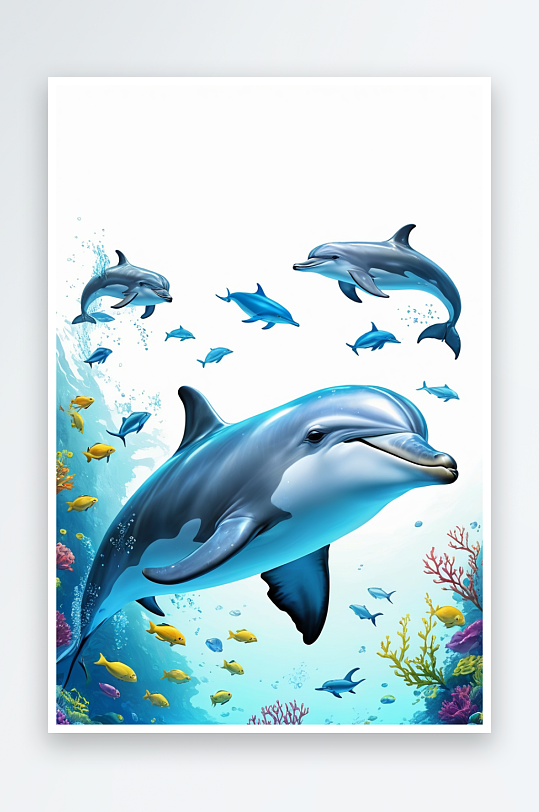 动物系列作品共幅海底海豚