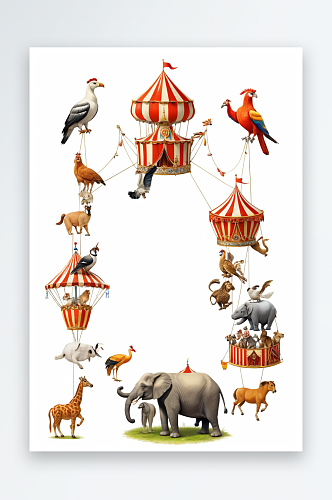 动物马戏团插画图片