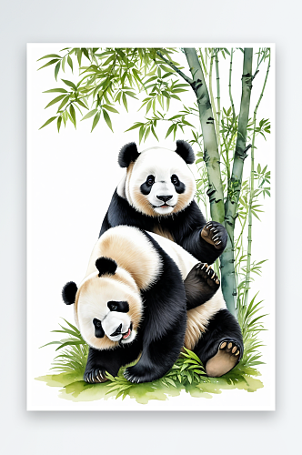 大熊猫插画元素图片