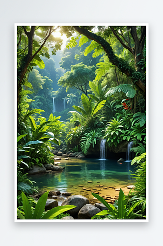 丛林插画元素图片
