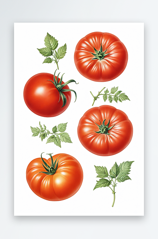 不同的西红柿手绘图案上装饰