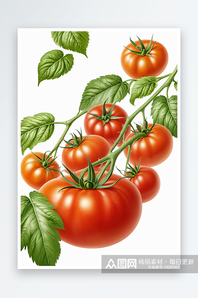 白底一串成熟西红柿设计素材