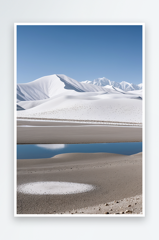 中新疆帕米尔高原山上的白沙湖
