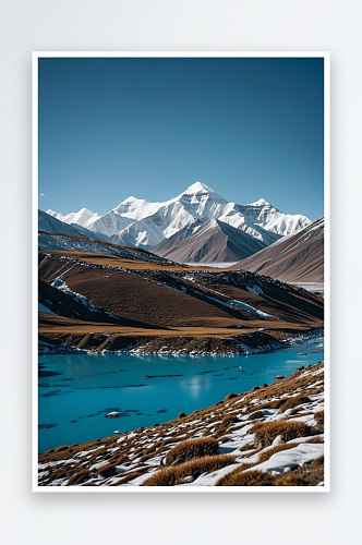 中西藏羊卓雍错雪山冰川