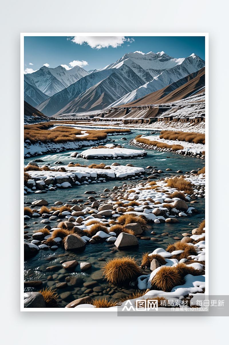 中西藏林芝地区雪山河流素材