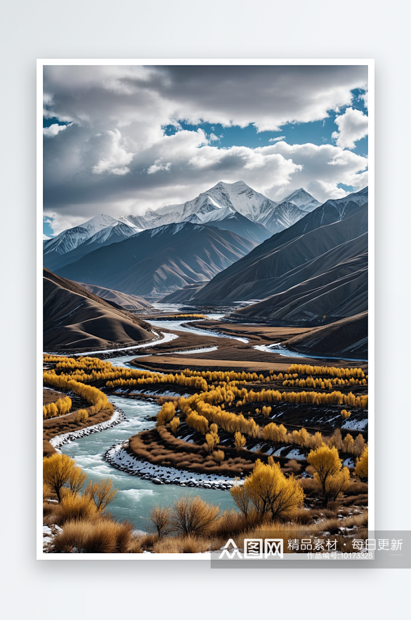中西藏林芝波密尼洋河雪山白云自然风光素材